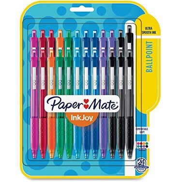 PAPER MATE 1945926 Inkjoy 300 RT Retractable Ballpoint Pen, 1mm, Assorted, 24/Pack