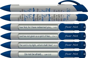 Greeting Pen "Fear Not" Scripture Pens, Scripture Verses with Rotating Messages, 6 Pen Set (36054)