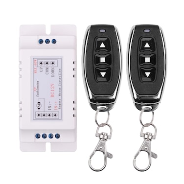 Motor Wireless Remote Switch 12V Universal 2 Channel RF Remote Control, 433Mhz Remote Receiver Switch 9V - 12V DC Motor Controller 2 Transmitter with 1 Receiver