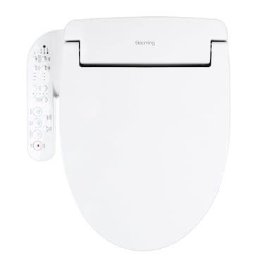 Blooming NB-1360E Bidet Toilet Seat, Warm Water with Stainless Steel Nozzle, Warm Air Dryer, Heated Toilet Seat, Sittable Lid, Nightlight, Fits Elongated Toilets, White (Elongated)