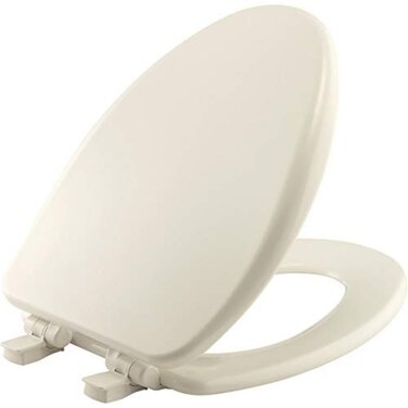 Bemis Alesio II Slow Close Toilet Seat, Easy Clean Hinges and Adjustable Perfect Fit Wood Seat, Elongated, Biscuit