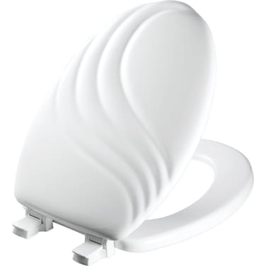 Mayfair 127ECA 000 Sculptured Swirl Toilet Seat Will Never Loosen and Easily Remove, Elongated, White