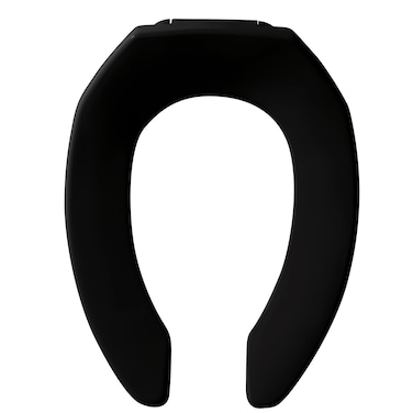 CHURCH 295CT Commercial Open Front Plastic Toilet Seat, Heavy Duty Industrial Seat without Lid, Secure Installation for Long Lasting Use, Elongated, Black