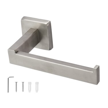 TocTen Toilet Paper Holder-Bathroom Tissue Holder Fit Big Roll Paper, Made of Thicken SUS 304 Stainless Steel, Square Paper Roll Holder Wall Mount Suitable for Bathroom, Kitchen, Office (Brushed, 6.5)
