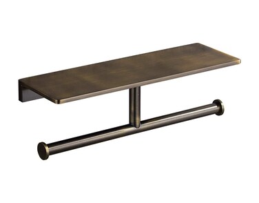 Sanliv Toilet Paper Holder,Brushed Bronze Double Toilet Paper Roll Holder with Storage Shelf,Wall Mounted Brass Toliet Tissue Dispenser for Home and Hotel Bathrooms