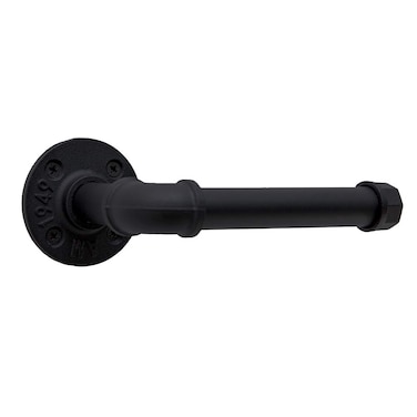 HOEMLIM Industrial Pipe Toilet Paper Holder Wall Mount Rustic Toilet Tissue Paper Holder DIY Heavy Duty Vintage Toilet Roll Holder for Bathroom Farmhouse Kitchen Bedroom(Black)