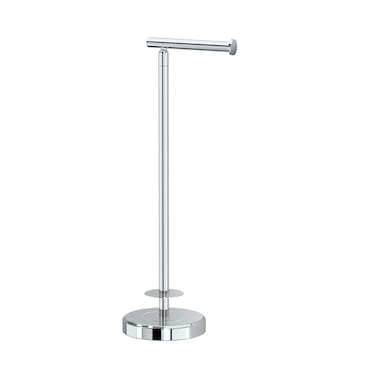 Gatco 1448C Latitude II Freestanding Toilet Paper Holder with Storage, Chrome/Stand Alone 22.25" H Toilet Tissue Stand with Reserve Storage for 1-4 Rolls and Weighted Base
