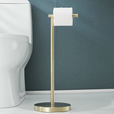 Free Standing Toilet Paper Holder Stand,Gold Bathroom Roll Tissue Dispenser,Rustproof Base SUS 304 Stainless Steel (Brushed Gold) SHUNLI