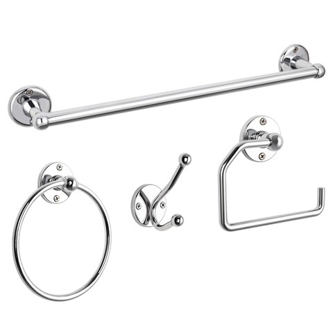 LIANTRAL Bathroom Hardware Set, 4-Piece Polished Chrome Bath Accessories Kit with 18&acirc;&euro;&trade;&acirc;&euro;&trade; Towel Bar, Toilet Paper Holder, Towel Ring and Robe Hook,Wall Mounted