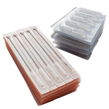 Needlehouse 50pcs Disposable &amp; Sterilized Tattoo Needles 7 Round Liner (7RL) and 50pcs Professional Sterile Plastic Disposable Clear Tattoo Tips Round 7RC (1207RL)