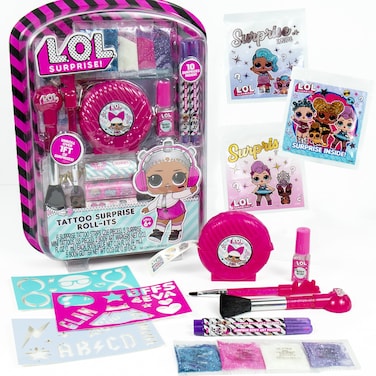 L.O.L. Surprise! Tattoo Roll-Its by Horizon Group USA, LOL Surprise Tattoos for Kids, Unroll Over 1 ft. of Surprises, Includes Temporary Tattoos, Body Art Markers, Stencils, Glitter, Body Gems &amp; More