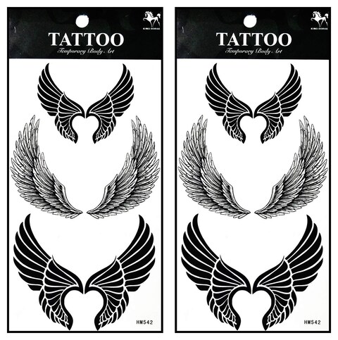 Tattoos 2 Sheets Fantasy Angel Eagle Bird Wings Temporary Tattoos Stickers Fake Body Arm Chest Shoulder Tattoos for Teens Men Women