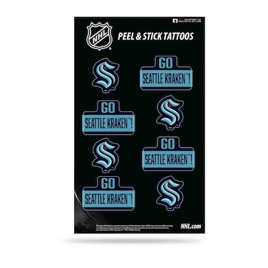 Rico Industries NHL Hockey Seattle Kraken Peel &amp; Stick Temporary Tattoos - Eye Black - Game Day Approved!