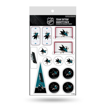 Rico Industries NHL San Jose Sharks Die Cut Tattoo Variety Pack