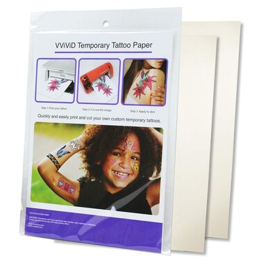 VViViD A4 Size Quick Apply Custom Inkjet Temporary Rub-On Tattoo Paper 2-Sheet Pack