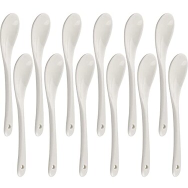 Leegg Porcelain Egg Spoons Set of 12 Ceramic Spoons Teaspoons for Coffee Tea and Desserts Spoon