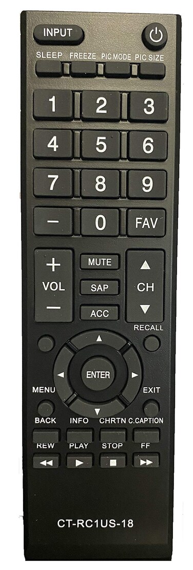 CT-RC1US-18 Remote Control fit for Toshiba LED LCD TV HDTV 49L510U18 55L510U18 32L220U19 32L310U20 32L310U18