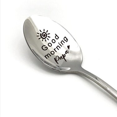 family Kitchen Funny Coffee Tea Spoon Good Morning Papa, Father Grandpa's Coffee Stainless Steel Spoon for Men Dad Grandpa Father's Day Birthday Gift