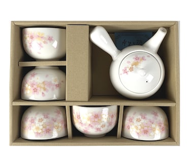 JapanBargain 4701, Japanese Tea Set Porcelain Teapot and Teacup Set For Adults, Chinese Asian Oriental Style Teasets, Cherry Blossom, Made In Japan (Sakura)
