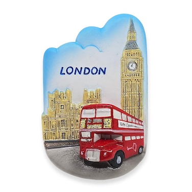 WitnyStore Tiny Red Bus and Big Ben London England Western Europe Tourist Attractions Resin Refrigerator Magnet Traveler Souvenir Gift Memento 3D Fridge Magnets
