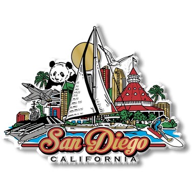 San Diego City Magnet by Classic Magnets, Collectible Souvenirs Made in The USA, 4.3" x 3.3