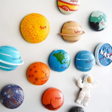 13Pcs Solar System Magnet Toys, Space Magnets for Refrigerator, 3D Planet Toys for Kids, Funny Astronomy Gift for Planets Magnet Lover Teens, Big Strong Fridge Magnet with Gift Box