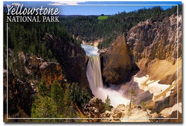 Yellowstone National Park Lower Yellowstone Falls Aerial Refrigerator Magnet Size 2.5" x 3.5