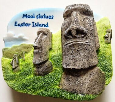WitnyStore Tiny Moai Statues on Easter Island or Rapa NUI, Chile Latin America Tourist Attractions Resin Refrigerator Magnet Traveler Souvenir Gift Memento 3D Fridge Magnets