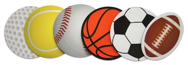 Novel Merk Basketball, Baseball, Golf, Football, Soccer, &amp; Tennis Sports Ball Coach Gift or Teacher Sports Party Decorations Small Refrigerator Magnet Set Miniature Design (6 Pieces)