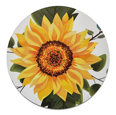 Novel Merk Sunflower Refrigerator Magnet &ndash; Vinyl 3&rdquo; Round Flat Magnet for Fridge, Lockers, Home Kitchen and Farmhouse Decor &ndash; Self Adhesive to Metal Surfaces (1 Pack)