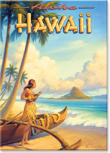 Hawaiian Art Collectible Refrigerator Magnet - Aloha Hawaii - by Kerne Erickson