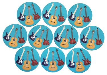 Novel Merk Guitar Refrigerator Magnets for Groomsman Gifts, Decor, Music Party Favors, &amp; Prizes (10)