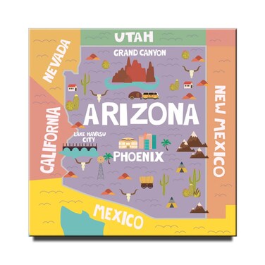 Arizona State map Fridge Magnet Phoenix Poster Grand Canyon Travel Souvenir