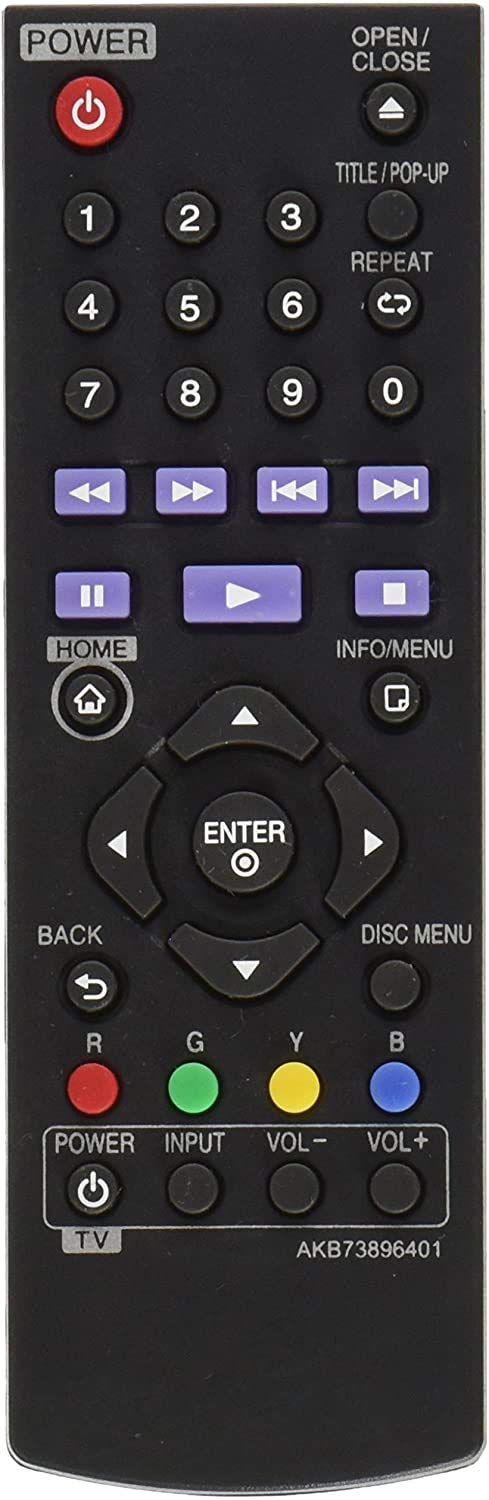 Ubay Ubay AKB73896401 Remote Control For Lg Blu Ray Disc Dvd Player