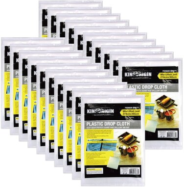 20 Piece Plastic Drop Cloth, 9 X 12 Feet Multi Use Clear Drop Cloth, Painting Tarp Waterproof &amp; Dust-Proof, Plastic Tarp for Painting, Floor, Furniture Cover (20)