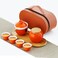 Japanese Tea Set,Porcelain Tea Set Tea Sets for Women Kungfu Tea Sets with 1 TeaPot(with Strainer),4 Tea Cups,Tea Tray,Tea canisterBag,All in One Gift for Picnic, Ourdoor, Party&iuml;&frac14;&circ;Orange 4cups&iuml;&frac14;&permil;