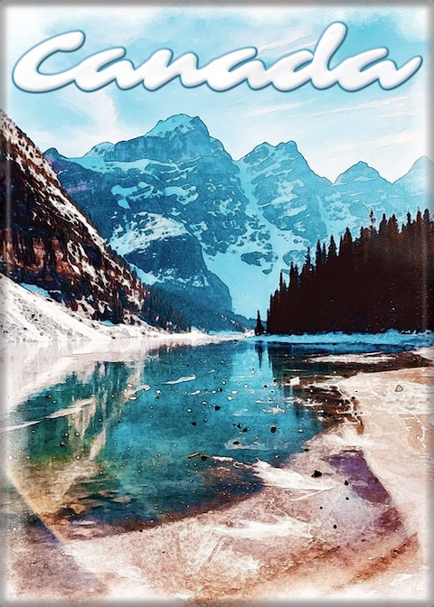 Ata-Boy Canada Magnet - Canada Lake and Mountains 2.5&quot; x 3.5&quot; Magnet for Refrigerators, Whiteboards &amp; Locker Decorations&acirc;&euro;&brvbar;
