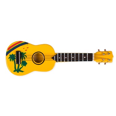 Ukulele Miniature Replica Palm Tree Design 2 x 4 Resin Stone Refrigerator Magnet