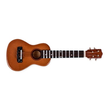 Ukulele Miniature Replica Dark Brown 2 x 4 Resin Stone Refrigerator Magnet