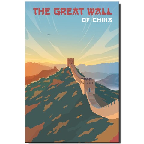 Great Wall of China Fridge Magnet Vintage Poster Badaling Travel Souvenir Beijing, (BWS), 3&#39;&#39;x2&#39;&#39;