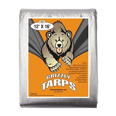 B-Air Grizzly Tarp, 14 x 14 Weave, Multi Purpose Waterproof Tarp, 12X16, Silver