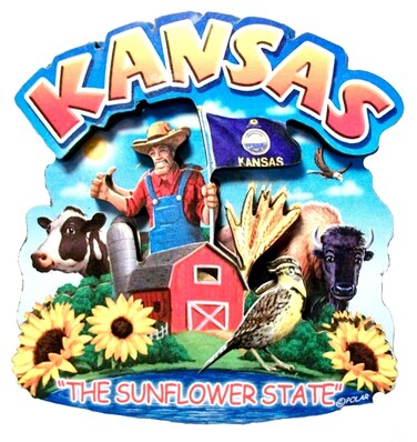 Kansas State Montage Wood Fridge Magnet 2