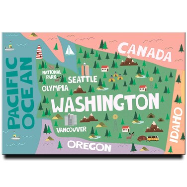 Washington map Fridge Magnet Seattle Poster Travel Souvenir