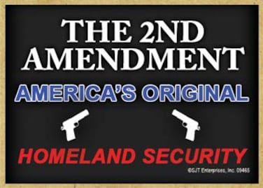 SJT ENTERPRISES, INC. The 2nd Amendment - America's Original Homeland Security - Second Amendment Wood Fridge Kitchen Magnet - Made in USA - Measures 2.5" x 3.5" (SJT09465)