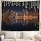 Shrahala New York Tapestry, Manhattan Skyline Night Water Cityscape New York Wall Hanging Large Tapestry Psychedelic Tapestry Decorations Bedroom Living Room Dorm(59.1 x 82.7 Inches, Grey Dusk)