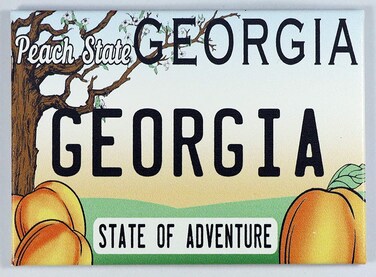 Georgia State License Plate Fridge Collector's Souvenir Magnet 2.5" X 3.5