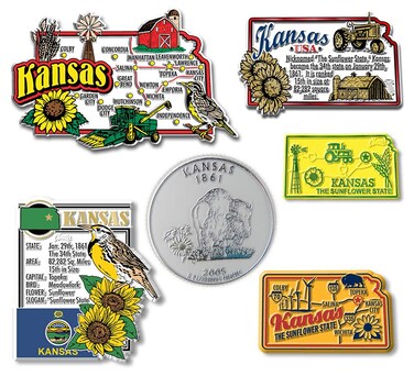 Kansas Six-Piece State Magnet Set by Classic Magnets, Includes 6 Unique Designs, Collectible Souvenirs Made in The USA