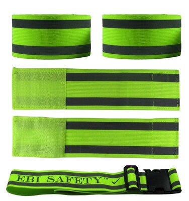 Premium Reflective Ankle Band &amp; Belt Set (4 Bands + 1 Waist Belt). High Visibility Reflective Running Gear. Use for Armbands, Wristbands, Ankle Straps. Increased Safety for Jogging, Cycling, Walking