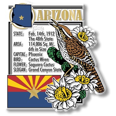 Arizona State Montage Magnet by Classic Magnets, 3.1" x 3.4", Collectible Souvenirs Made in The USA