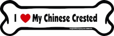 Imagine This Bone Car Magnet, I Love My Chinese Crested, 2-Inch by 7-Inch